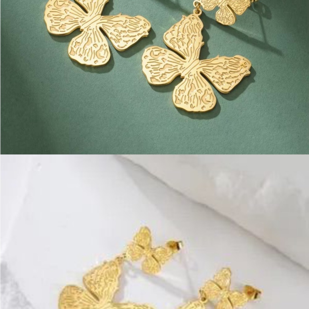 Elegant Gold Butterfly Earrings